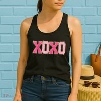 Chenille Patch Sparkling Xoxo Valentine Day Heart Love Gift Women's Tank Top thumb 2