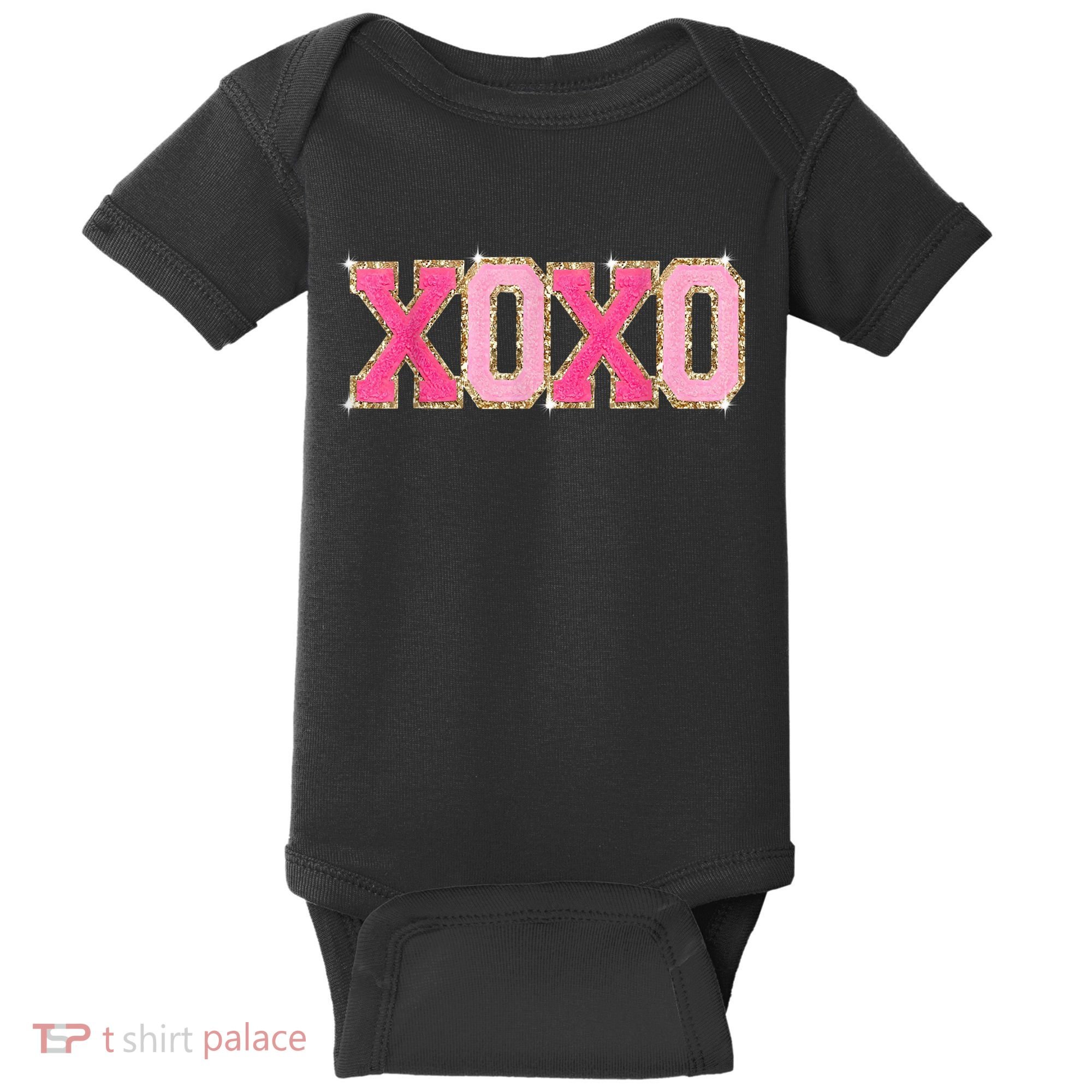 Chenille Patch Sparkling Xoxo Valentine Day Heart Love Gift Baby Bodysuit