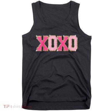 Chenille Patch Sparkling Xoxo Valentine Day Heart Love Gift Tank Top