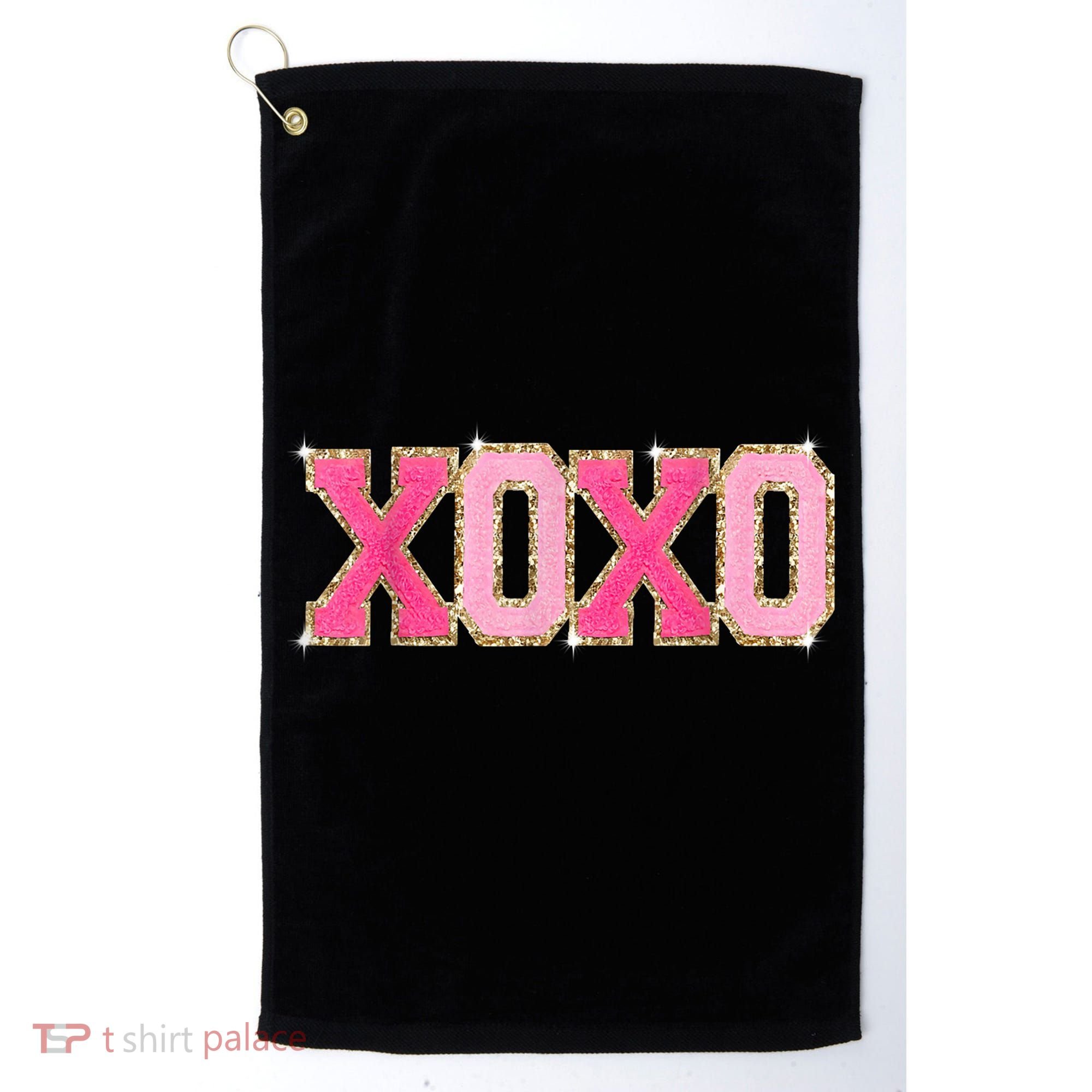 Chenille Patch Sparkling Xoxo Valentine Day Heart Love Gift Golf Towel