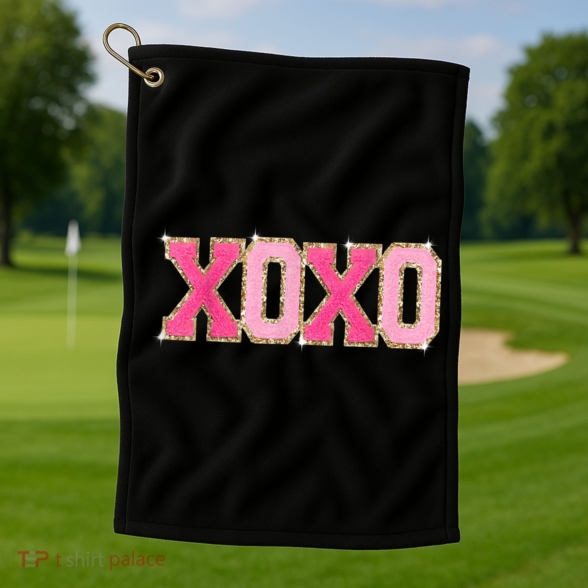 Chenille Patch Sparkling Xoxo Valentine Day Heart Love Gift Golf Towel