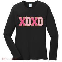 Chenille Patch Sparkling Xoxo Valentine Day Heart Love Gift Women's Long Sleeve Shirt thumb 0