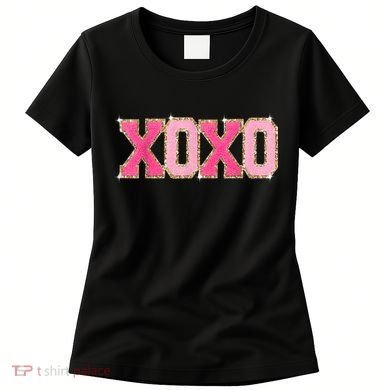 Chenille Patch Sparkling Xoxo Valentine Day Heart Love Gift Women's T-Shirt