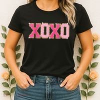 Chenille Patch Sparkling Xoxo Valentine Day Heart Love Gift Women's T-Shirt thumb 2