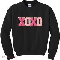 Chenille Patch Sparkling Xoxo Valentine Day Heart Love Gift Kids Sweatshirt thumb 0