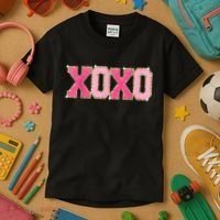 Chenille Patch Sparkling Xoxo Valentine Day Heart Love Gift Kids T-Shirt thumb 3