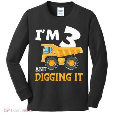 Construction Party Supplies for 3rd Birthday Celebration Kids Long Sleeve Shirt