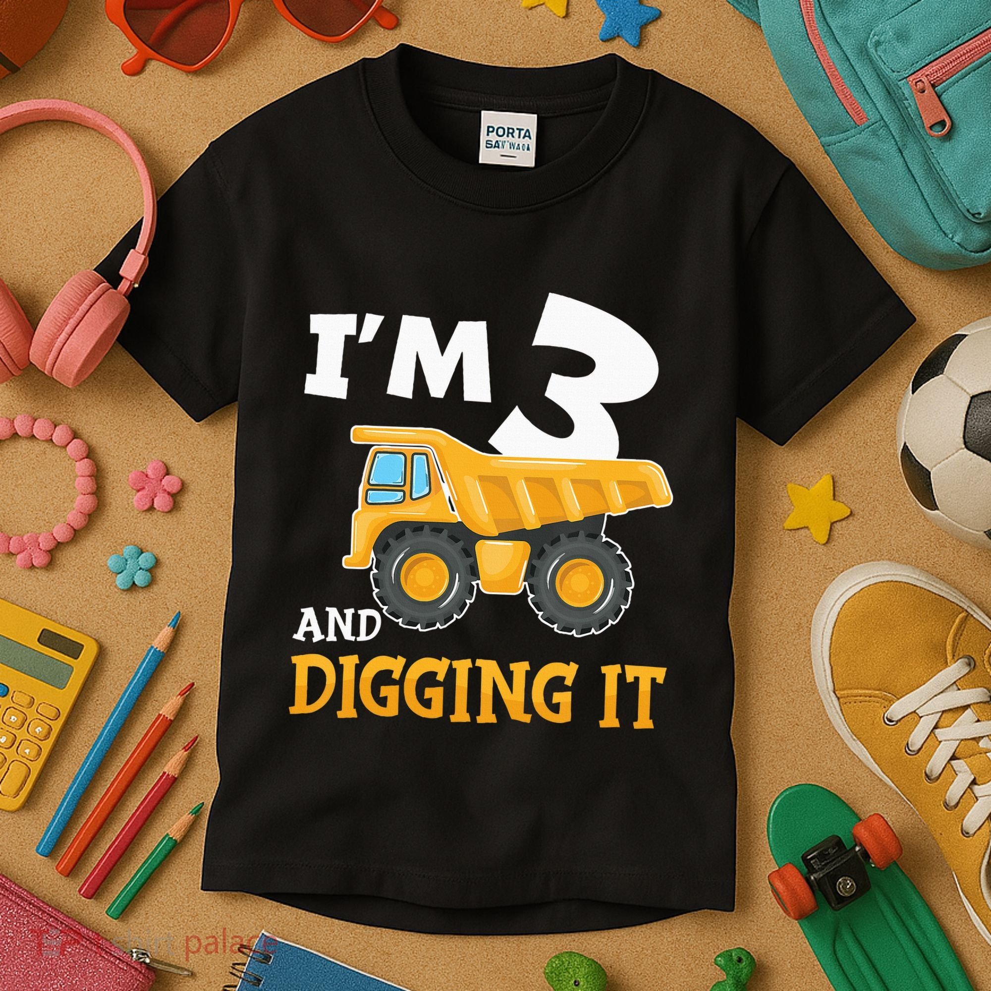Construction Party Supplies for 3rd Birthday Celebration Kids T-Shirt