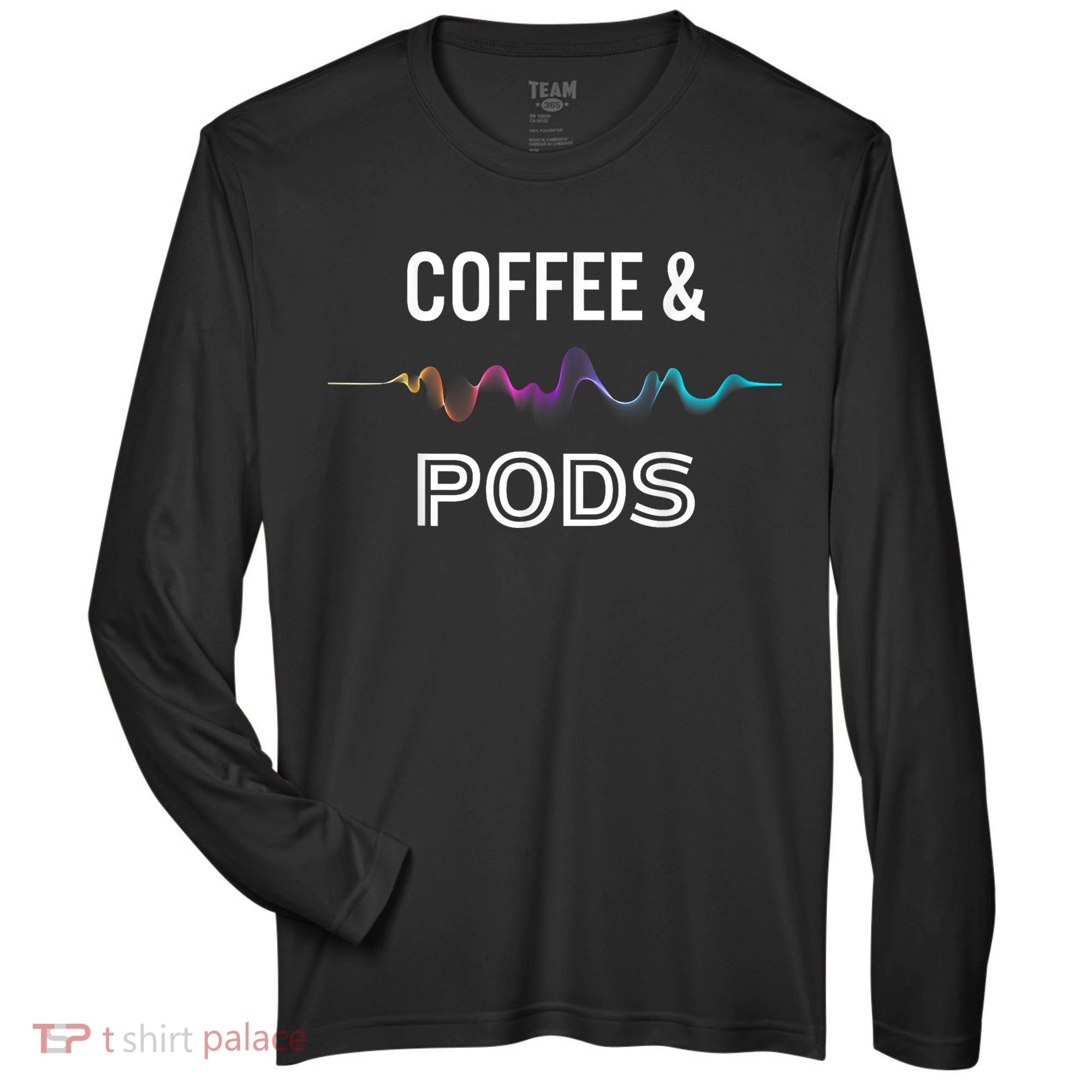 Coffee & Pods Sound Wave Tee Zone Performance Long-Sleeve T-Shirt