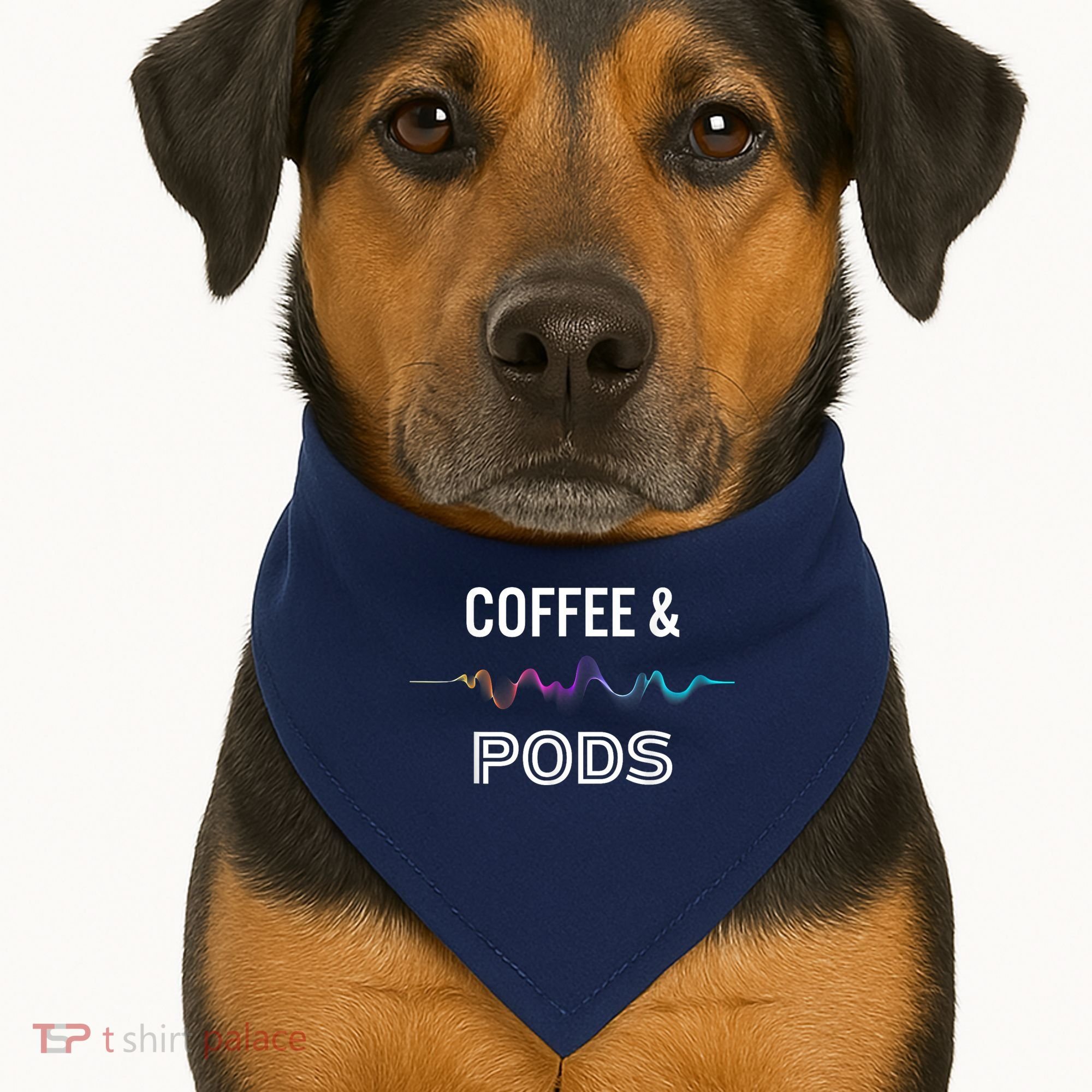 Coffee & Pods Sound Wave Tee USA-Made Doggie Bandana