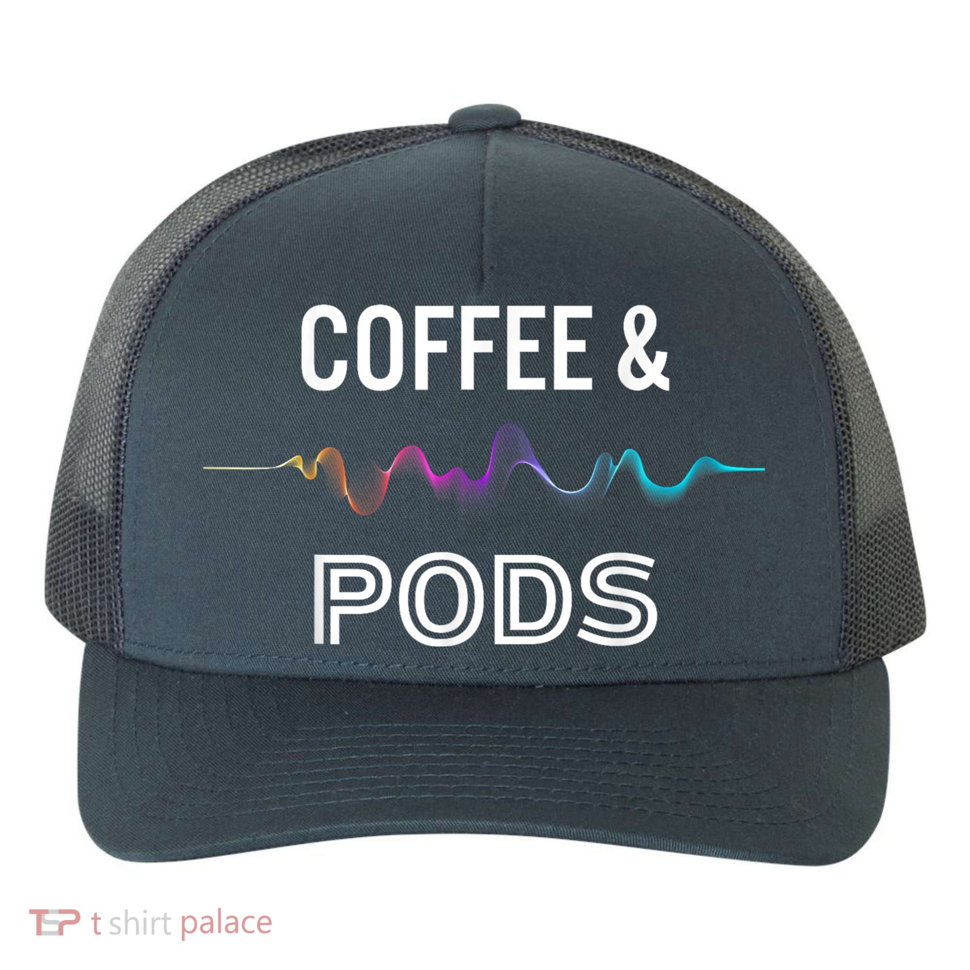 Coffee & Pods Sound Wave Tee Yupoong Adult 5-Panel Trucker Hat