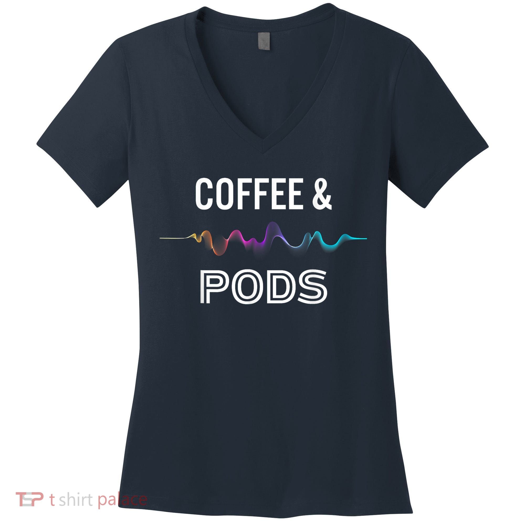 Coffee & Pods Sound Wave Tee Women's V-Neck T-Shirt