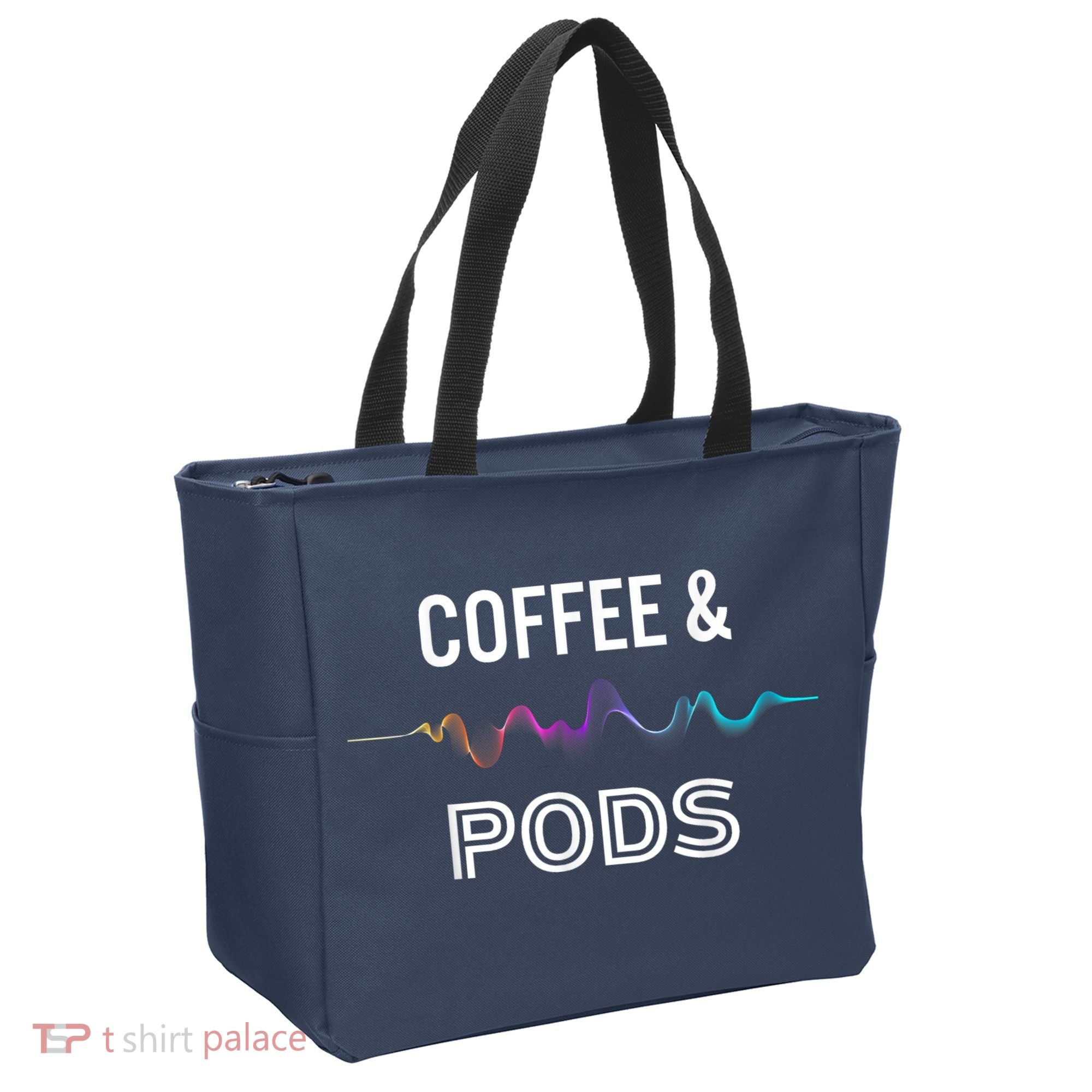 Coffee & Pods Sound Wave Tee Tote Bag