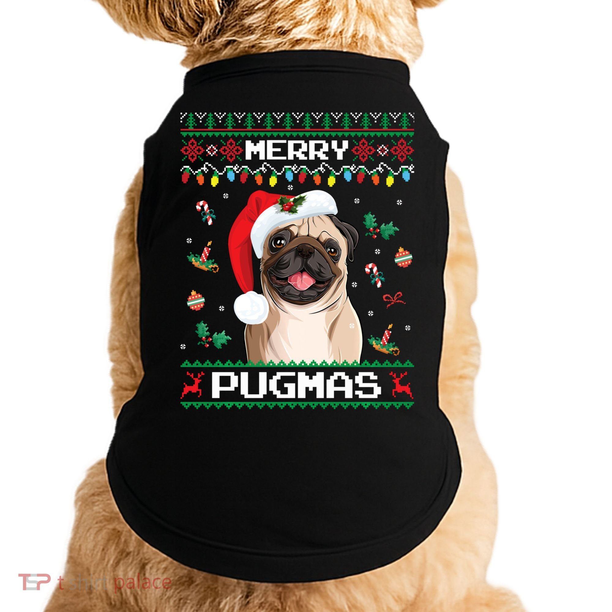Christmas Pug Santa For Pug Lover Merry Pugmas Xmas Doggie Tank