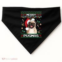 Christmas Pug Santa For Pug Lover Merry Pugmas Xmas USA-Made Doggie Bandana thumb 0