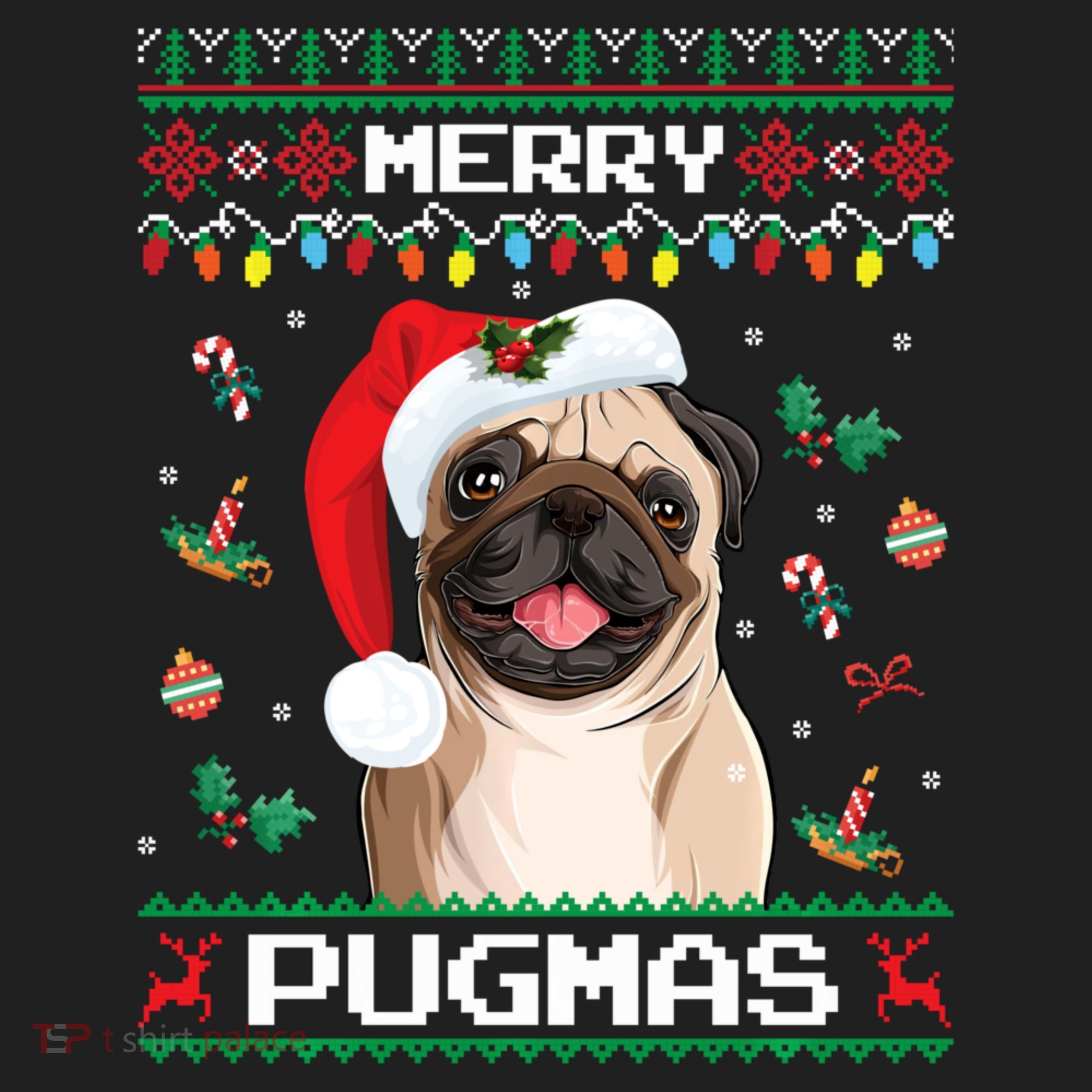 Christmas Pug Santa For Pug Lover Merry Pugmas Xmas Hat