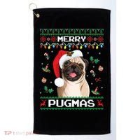 Christmas Pug Santa For Pug Lover Merry Pugmas Xmas Golf Towel thumb 0