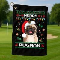 Christmas Pug Santa For Pug Lover Merry Pugmas Xmas Golf Towel thumb 1