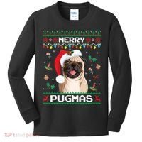 Christmas Pug Santa For Pug Lover Merry Pugmas Xmas Kids Long Sleeve Shirt thumb 0