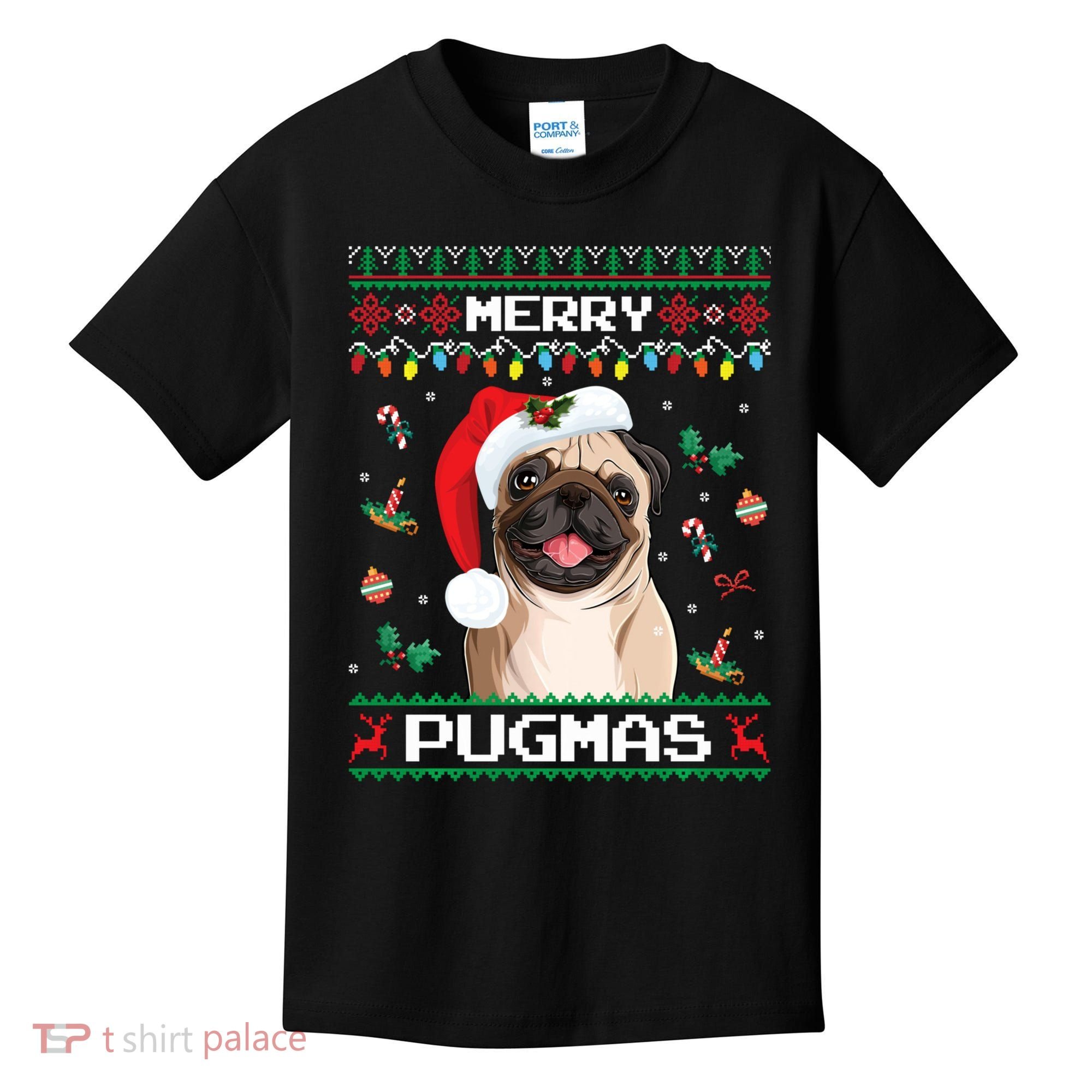 Christmas Pug Santa For Pug Lover Merry Pugmas Xmas Kids T-Shirt