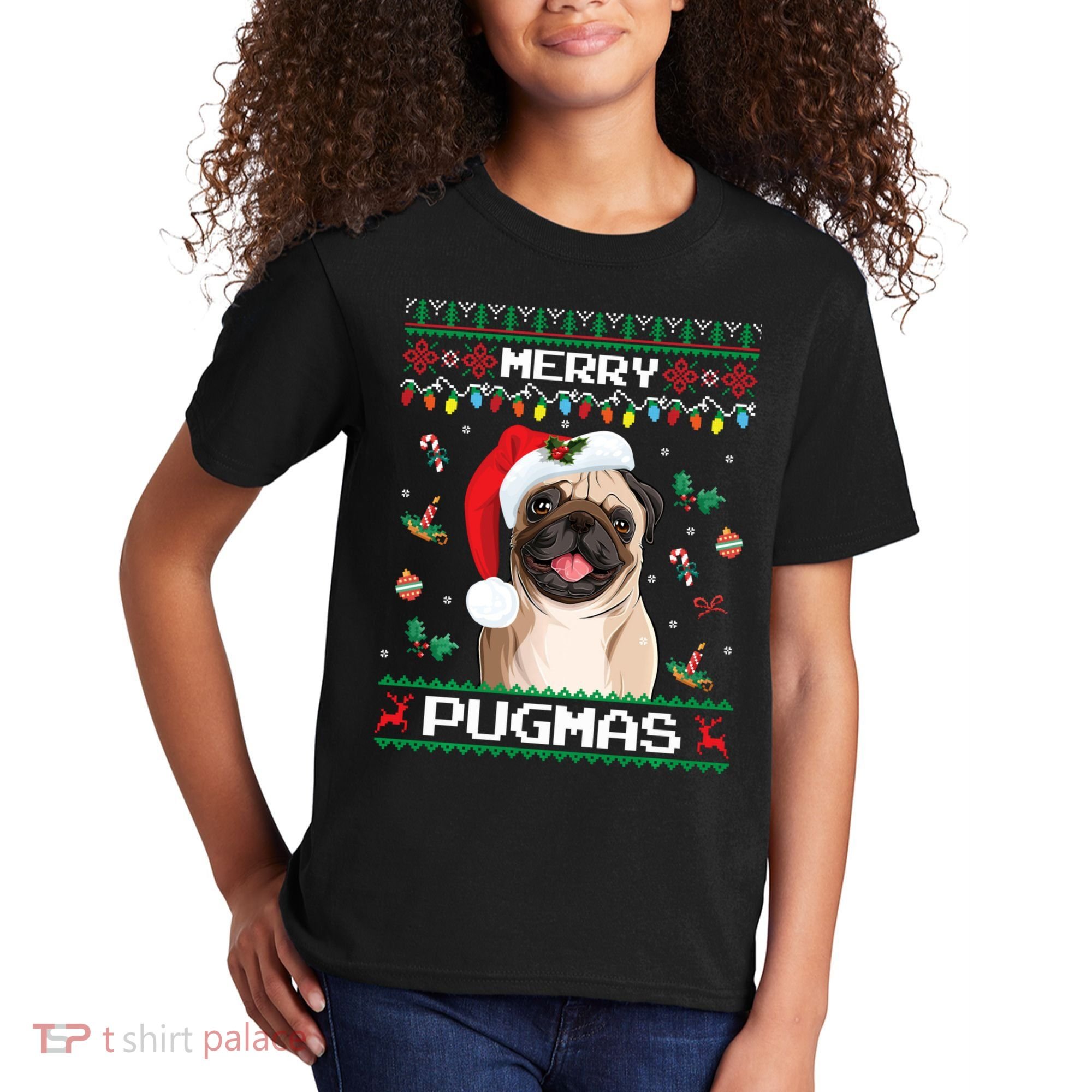 Christmas Pug Santa For Pug Lover Merry Pugmas Xmas Kids T-Shirt