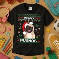 Christmas Pug Santa For Pug Lover Merry Pugmas Xmas Kids T-Shirt thumb 3