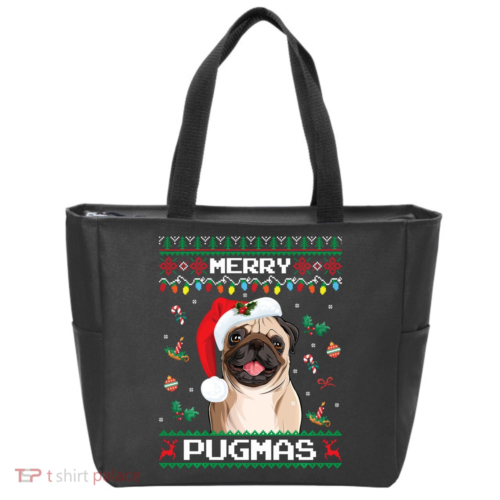 Christmas Pug Santa For Pug Lover Merry Pugmas Xmas Tote Bag