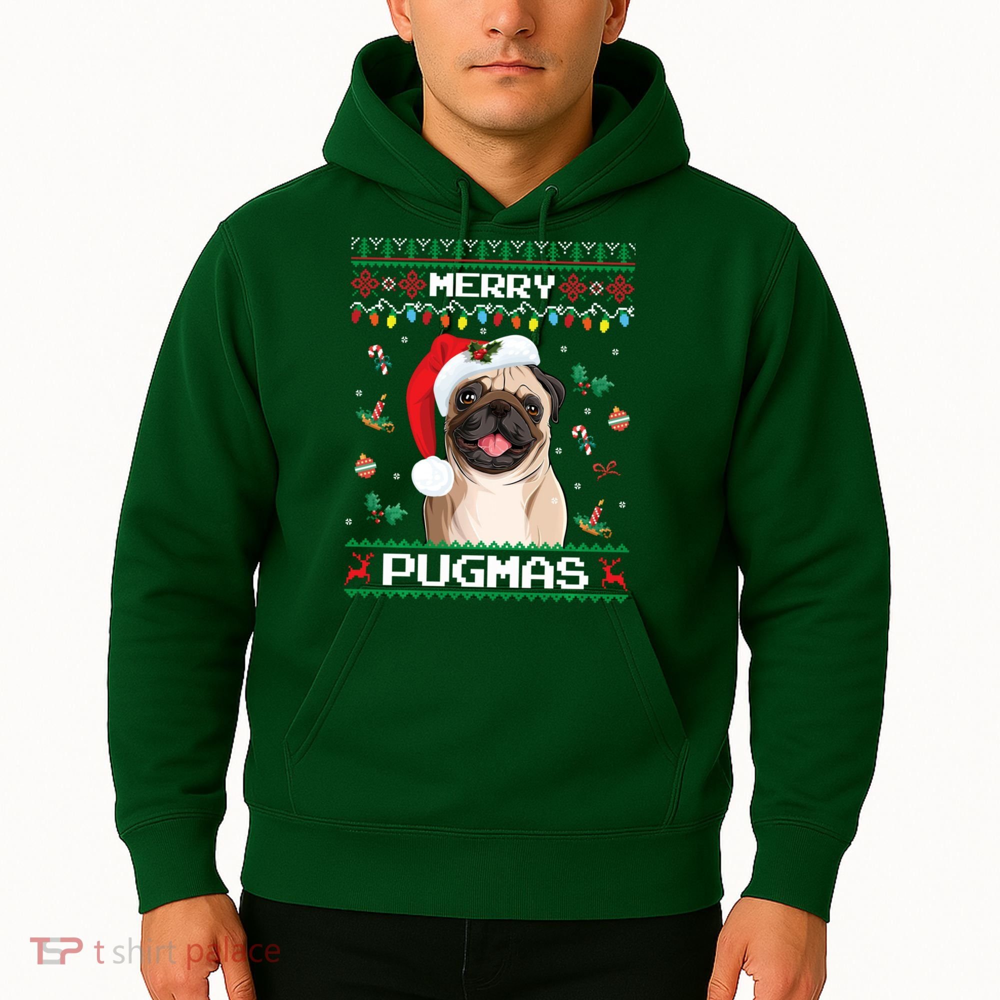 Christmas Pug Santa For Pug Lover Merry Pugmas Xmas Hoodie