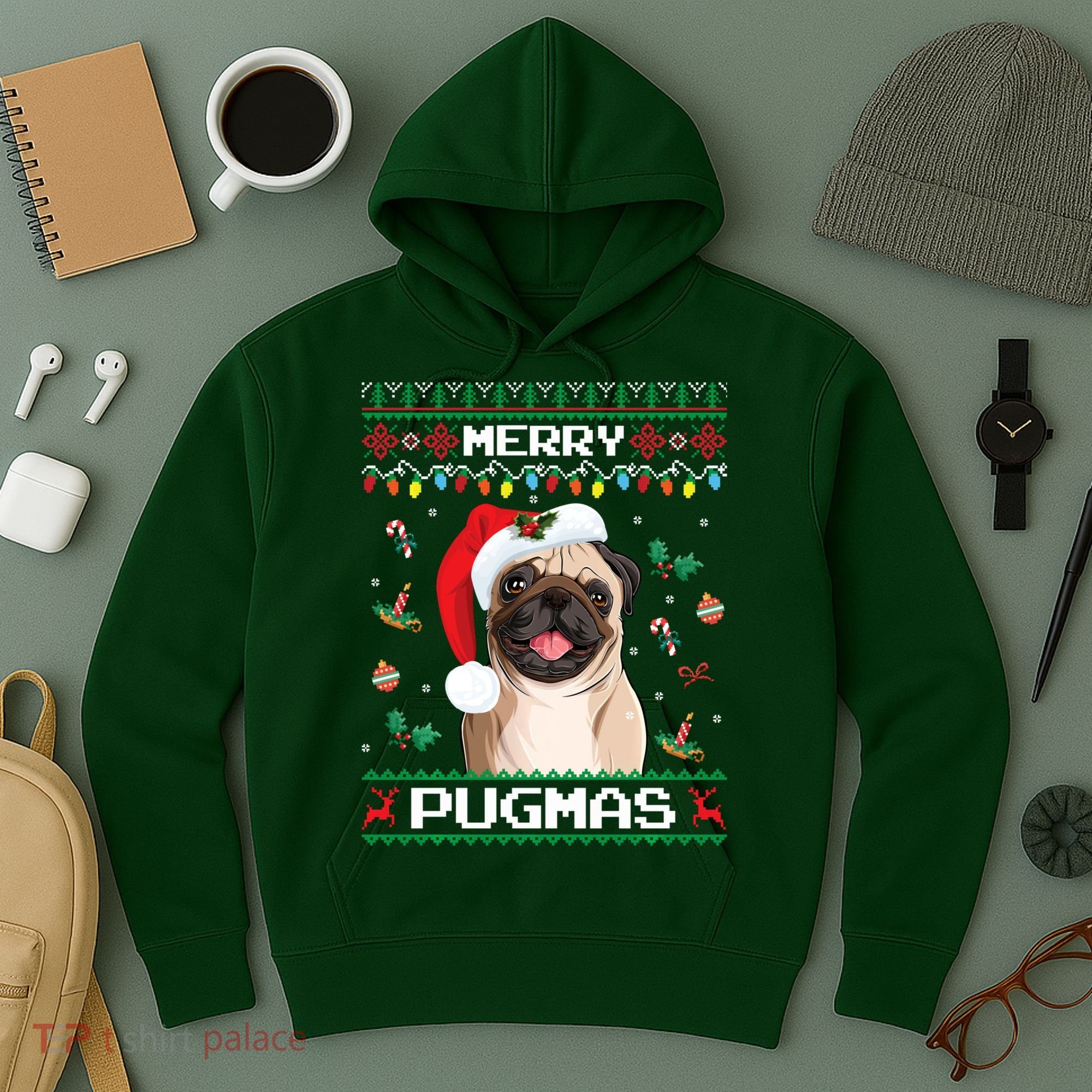 Christmas Pug Santa For Pug Lover Merry Pugmas Xmas Hoodie