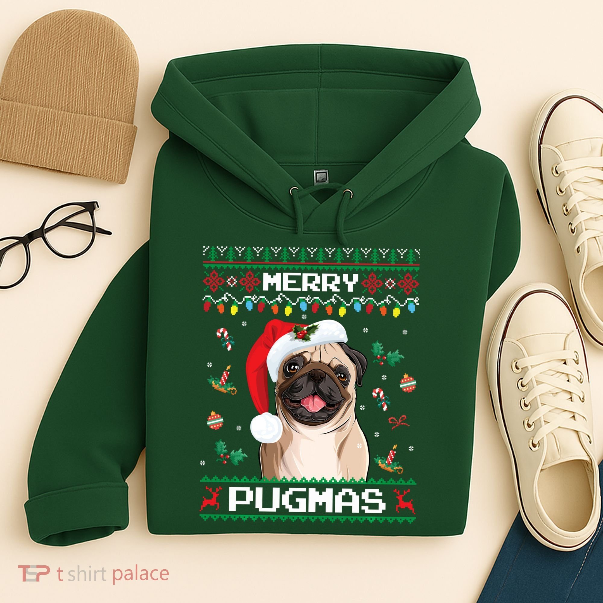 Christmas Pug Santa For Pug Lover Merry Pugmas Xmas Hoodie