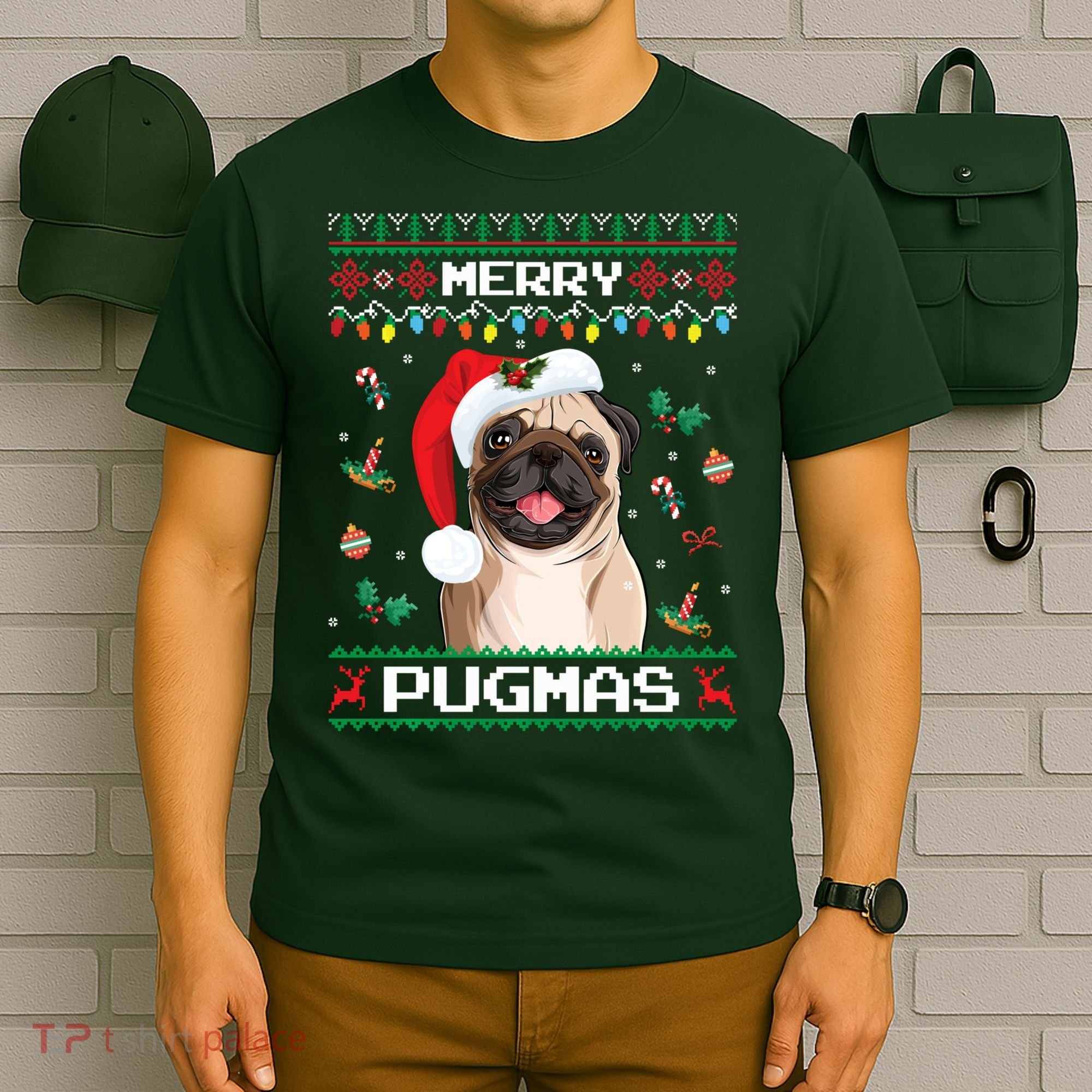 Christmas Pug Santa For Pug Lover Merry Pugmas Xmas T-Shirt