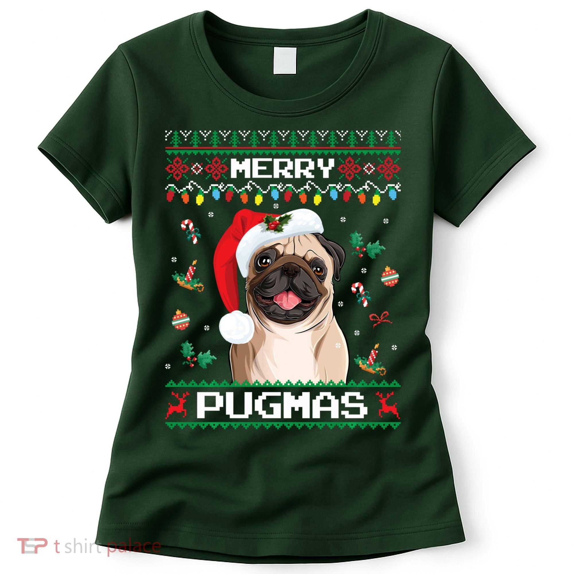 Christmas Pug Santa For Pug Lover Merry Pugmas Xmas Women's T-Shirt