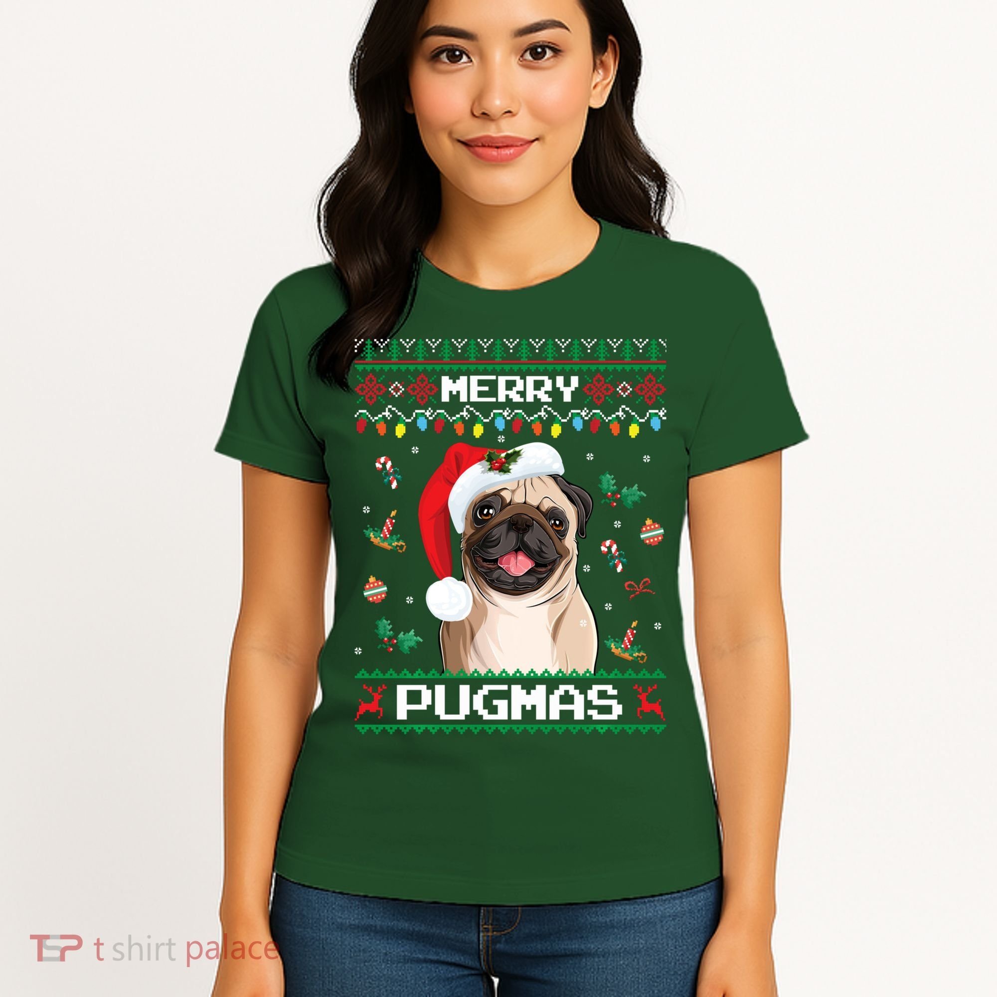 Christmas Pug Santa For Pug Lover Merry Pugmas Xmas Women's T-Shirt