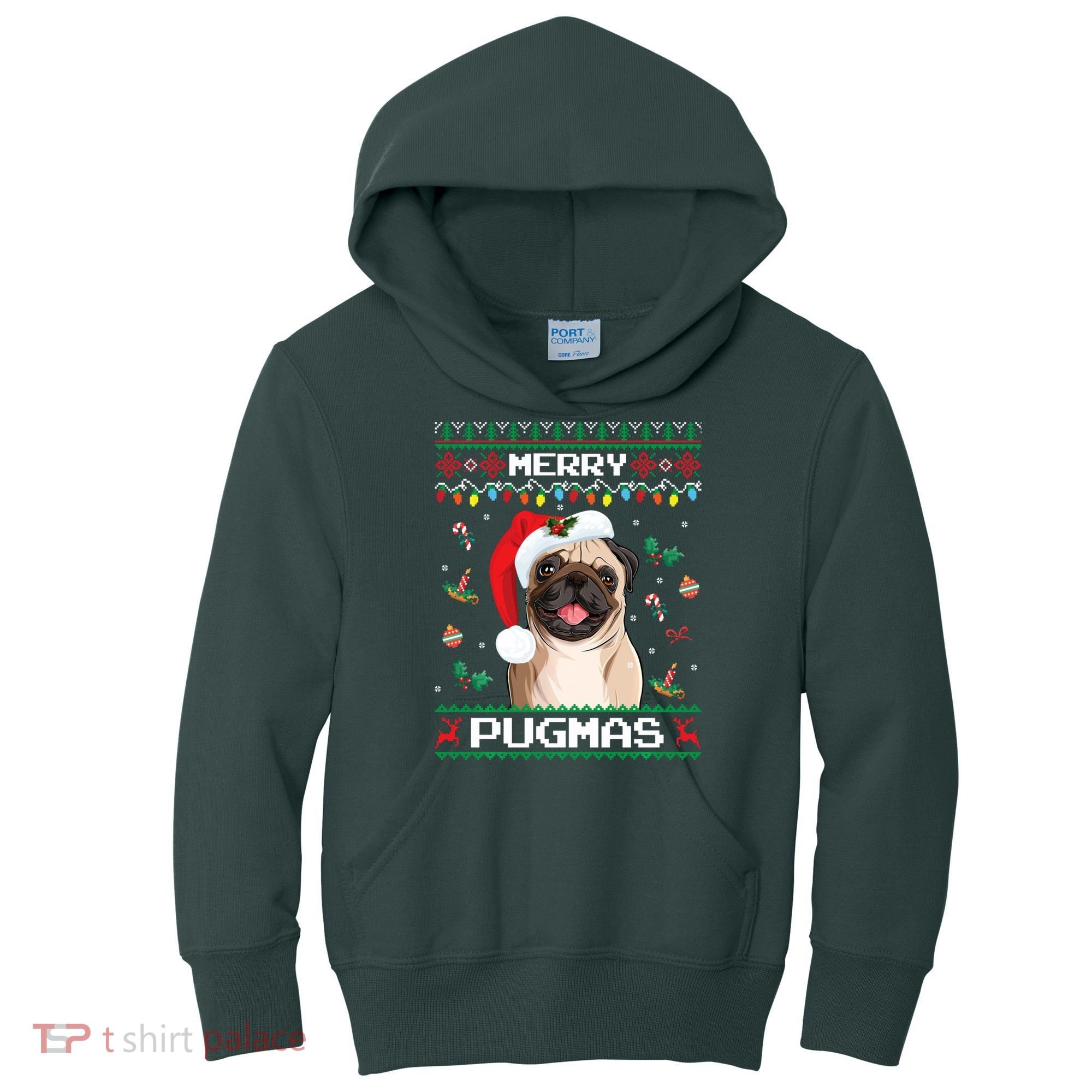 Christmas Pug Santa For Pug Lover Merry Pugmas Xmas Kids Hoodie