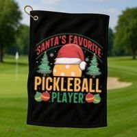 Christmas Pickleball Santa Favorite Pickleball Player Golf Towel thumb 1