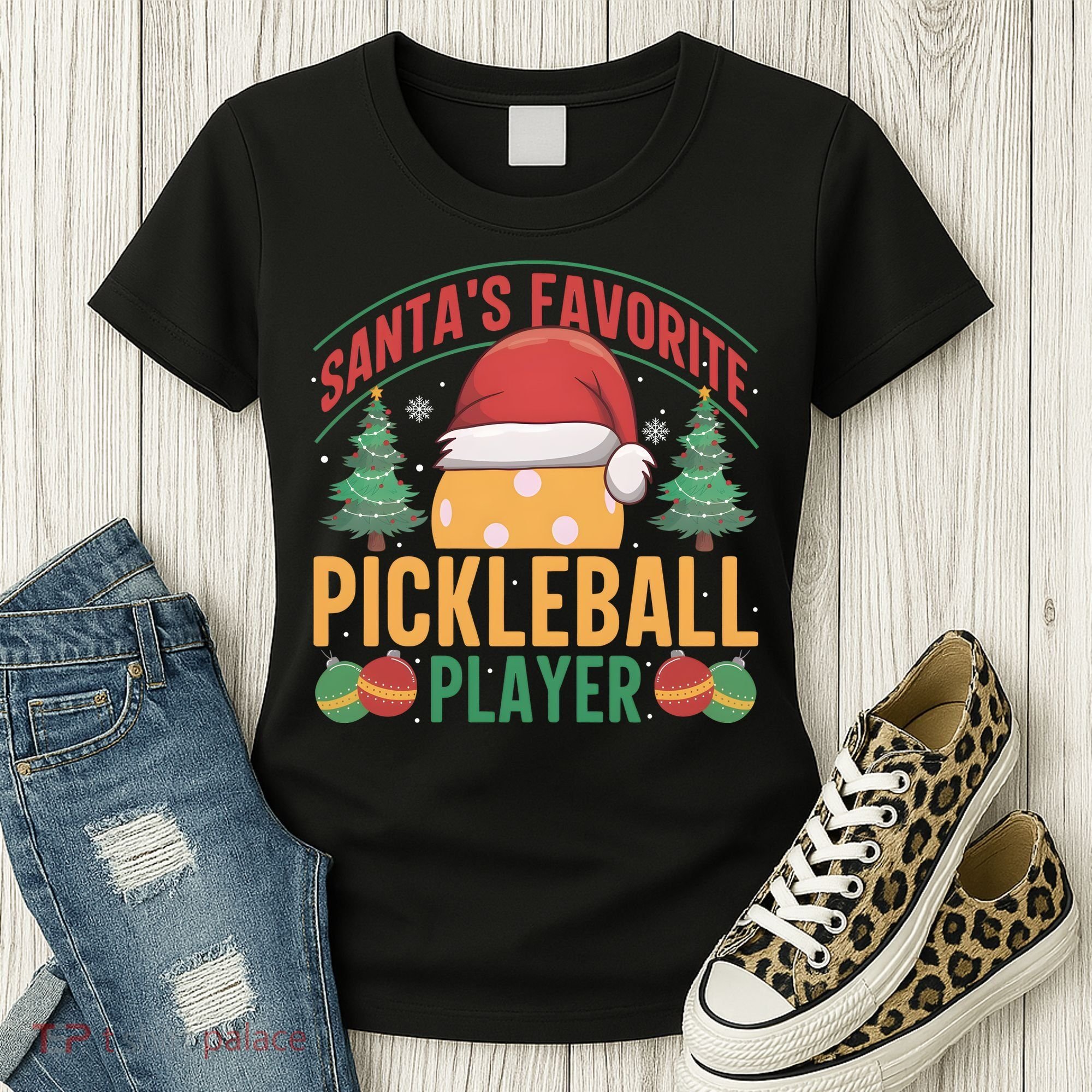 Christmas Pickleball Santa Favorite Pickleball Player Women's T-Shirt