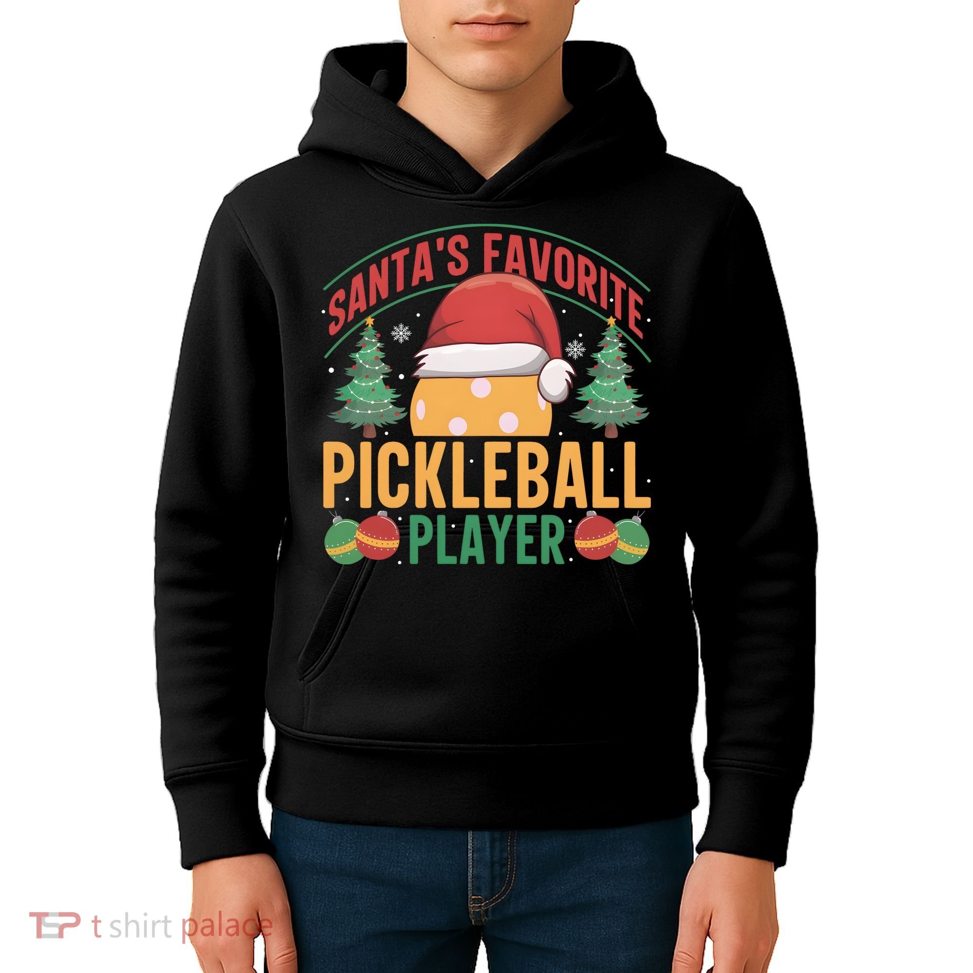 Christmas Pickleball Santa Favorite Pickleball Player Kids Hoodie