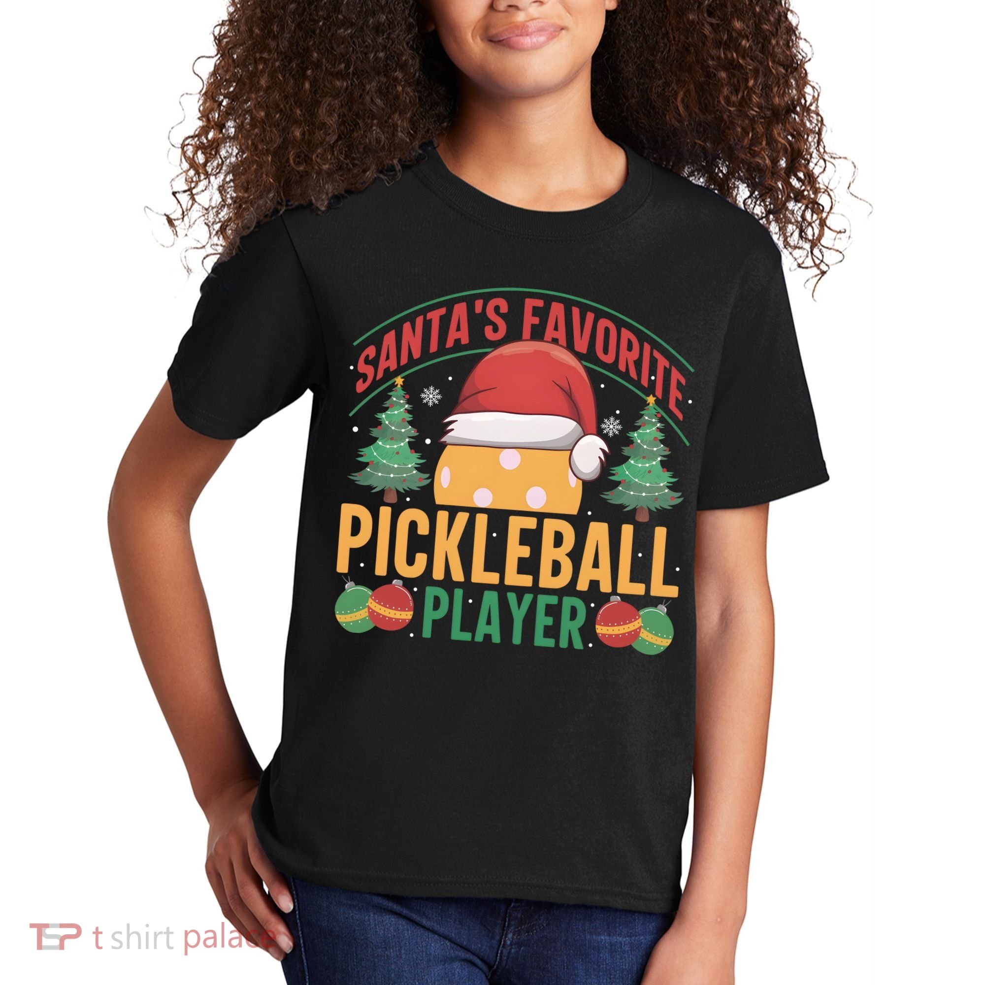 Christmas Pickleball Santa Favorite Pickleball Player Kids T-Shirt