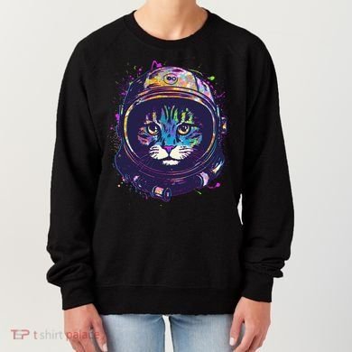 Colorful Paint Splat Astronaut Cat Women's Sweatshirt