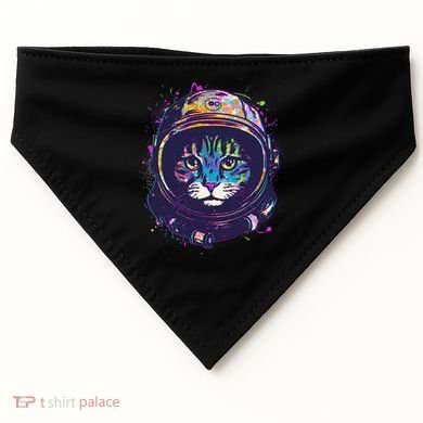 Colorful Paint Splat Astronaut Cat USA-Made Doggie Bandana