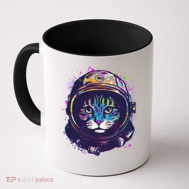 Colorful Paint Splat Astronaut Cat Coffee Mug