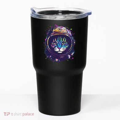 Colorful Paint Splat Astronaut Cat Tumbler