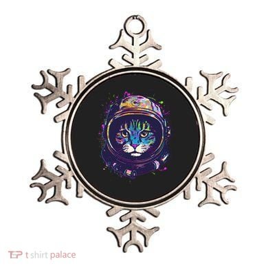 Colorful Paint Splat Astronaut Cat Ornament