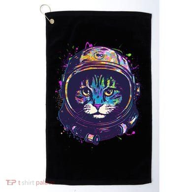 Colorful Paint Splat Astronaut Cat Golf Towel