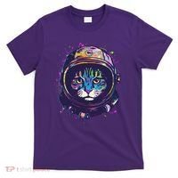 Colorful Paint Splat Astronaut Cat T-Shirt thumb 0