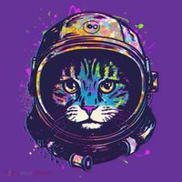 Colorful Paint Splat Astronaut Cat T-Shirt thumb 7