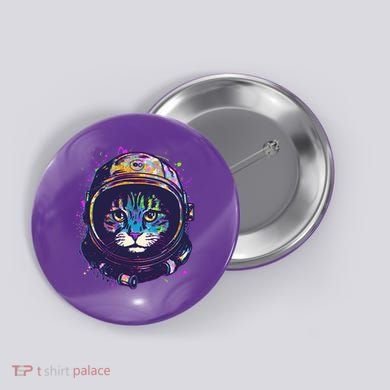 Colorful Paint Splat Astronaut Cat Button