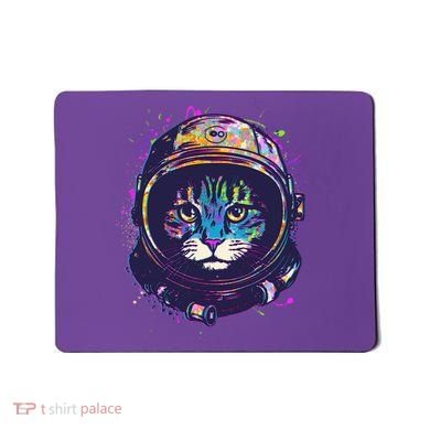 Colorful Paint Splat Astronaut Cat Mousepad