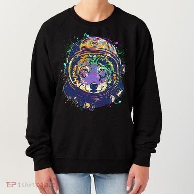 Colorful Paint Splat Astronaut Wolf Women's Sweatshirt