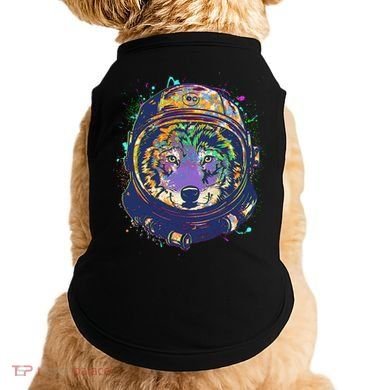 Colorful Paint Splat Astronaut Wolf Doggie Tank